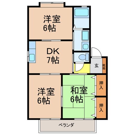 アゼリアコート　Dの物件間取画像